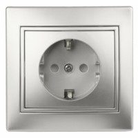 1-206-03 Intro Розетка 2P+E Schuko со шторками 16А-250В IP20 СП Plano алюминий