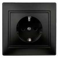 1-206-05 Intro Розетка 2P+E Schuko со шторками 16А-250В IP20 СП Plano антрацит