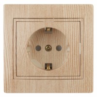 1-206-11 Intro Розетка 2P+E Schuko со шторками 16А-250В IP20 СП Plano сосна