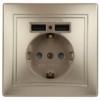 1-410-04 Intro Розетка+USB IP20 СП Plano шампань