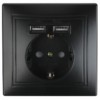 1-410-05 Intro Розетка+USB IP20 СП Plano антрацит
