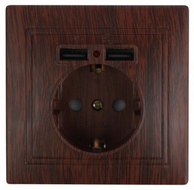 1-410-10 Intro Розетка+USB IP20 СП Plano венге
