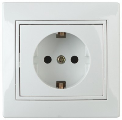 1А-206-01 Intro Розетка 2P+E Schuko со шторками 16А-250В СП Al+Cu Plano белый