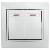 Выключатель 2кл. с инд. 10А-250В СП Plano белый Intro Эра 1Э-105-01