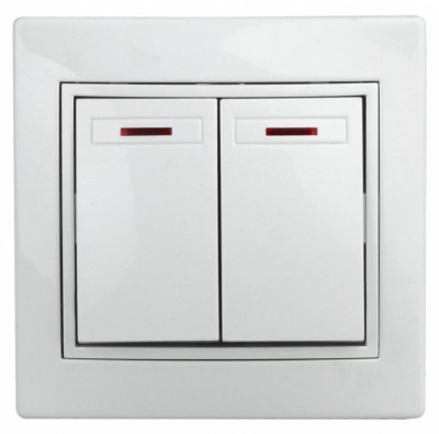 Выключатель 2кл. с инд. 10А-250В СП Plano белый Intro Эра 1Э-105-01