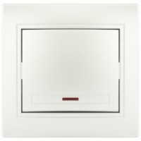 Выключатель 1кл. с инд. 10А-250В IP20 СП перламутр Intro Plano Эра 1-102-06