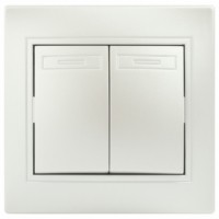 Выключатель 2кл. 10А-250В IP20 СП перламутр Intro Plano Эра 1-104-06