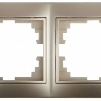 Рамка для розеток и выключателей Intro Plano 1-502-04 на 2 поста горизонтальная, СУ, шампань