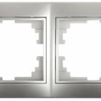 Рамка для розеток и выключателей Intro Plano 1-502-03 на 2 поста горизонтальная, СУ, алюминий