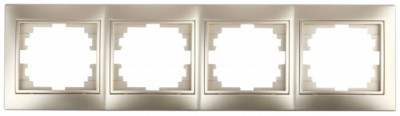 Рамка для розеток и выключателей Intro Plano 1-504-04 на 4 поста горизонтальная, СУ, шампань