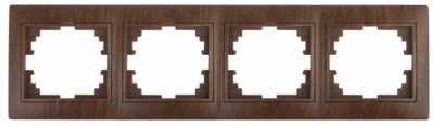 Рамка для розеток и выключателей Intro Plano 1-504-10 на 4 поста горизонтальная, СУ, венге