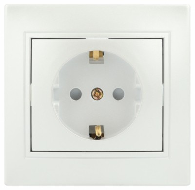 Розетка Intro Plano 1-206-06 с/з 2P+E Schuko со шторками 16А-250В IP20 СП перламутр