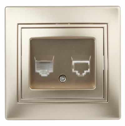 Розетка ТФ Intro Plano 1-302-04 RJ11 IP20 СП шампань