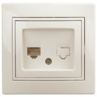 Розетка Intro Plano 1-303-02 информационная RJ45 IP20 СП слоновая кость