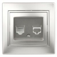 Розетка Intro Plano 1-303-03 информационная RJ45 IP20 СП алюминий