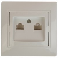 Розетка Intro Plano 1-304-02 информационная двойная 2xRJ45 СП слоновая кость
