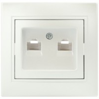 Розетка Intro Plano 1-304-06 информационная двойная 2xRJ45 IP20 СП перламутр