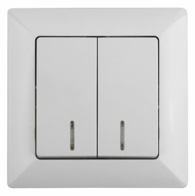 Выключатель 2кл. с инд. 10А-250В СП Solo белый Intro Эра 4-105-01