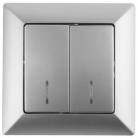 Выключатель 2кл. с инд. 10А-250В СП Solo алюминий Intro Эра 4-105-03