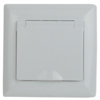 4-203-01 Intro Розетка 2P+E Schuko с крышкой 16А-250В СП Solo белый