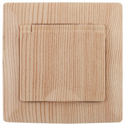 4-203-11 Intro Розетка 2P+E Schuko с крышкой 16А-250В СП Solo сосна