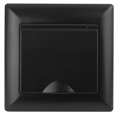 4-203-05 Intro Розетка 2P+E Schuko с крышкой 16А-250В СП Solo антрацит