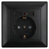 4-410-05 Intro Розетка P+E Schuko со шторками 16А-250В + 2хUSB СП Solo антрацит
