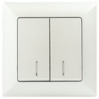 Выключатель 2кл. с инд. 10А-250В IP20 СП перламутр Intro Solo Эра 4-105-06