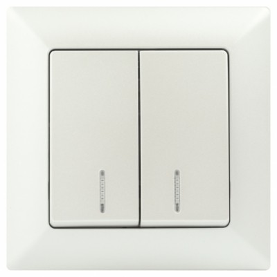 Выключатель 2кл. с инд. 10А-250В IP20 СП перламутр Intro Solo Эра 4-105-06