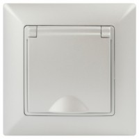 Розетка Intro Solo 4-203-06 с/з 2P+E Schuko с крышкой 16А-250В IP20 СП перламутр