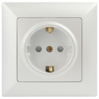 Розетка Intro Solo 4-206-06 с/з 2P+E Schuko со шторками 16А-250В IP20 СП перламутр