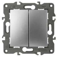 Выключатель 2кл. 10АХ-250В IP20 механизм Elegance алюминий Эра 14-1104-03