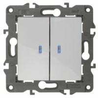 Выключатель 2кл. с инд. 10АХ-250В IP20 механизм Elegance белый Эра 14-1105-01