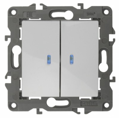 Выключатель 2кл. с инд. 10АХ-250В IP20 механизм Elegance белый Эра 14-1105-01