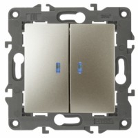 Выключатель 2кл. с инд. 10АХ-250В IP20 механизм Elegance шампань Эра 14-1105-04