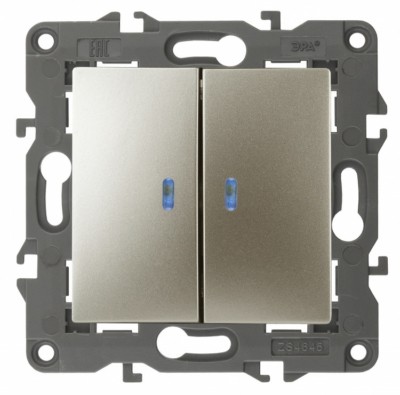 Выключатель 2кл. с инд. 10АХ-250В IP20 механизм Elegance шампань Эра 14-1105-04