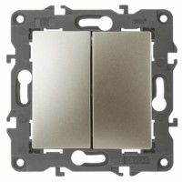 14-1106-04 ЭРА Переключатель двойной, 10АХ-250В, IP20, Эра Elegance, шампань