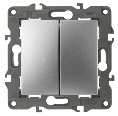 14-1106-03 ЭРА Переключатель двойной, 10АХ-250В, IP20, Эра Elegance, алюминий