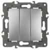 Выключатель 3кл. 10АХ-250В IP20 механизм Elegance алюминий Эра 14-1107-03