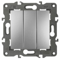 Выключатель 3кл. 10АХ-250В IP20 механизм Elegance алюминий Эра 14-1107-03