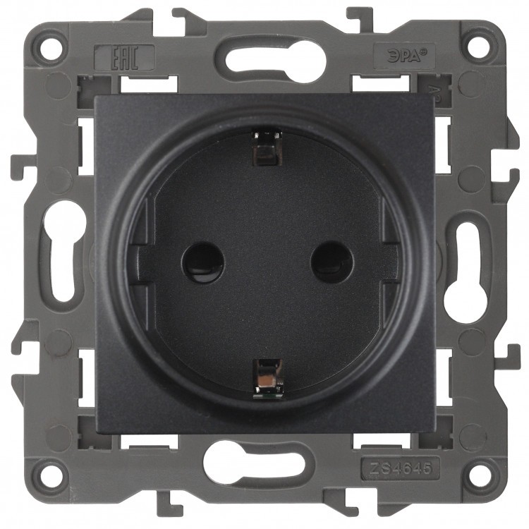 14-2101-05 ЭРА Розетка 2P+E Schuko 16A-250В IP20 Эра Elegance антрацит