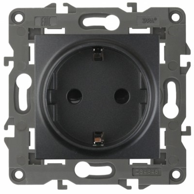 14-2102-05 ЭРА Розетка 2P+E Schuko со шторками 16A-250В IP20 Эра Elegance антрацит