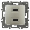 14-4110-04 ЭРА Устройство зарядное USB, 230В/5В-2100мА, IP20, Эра Elegance, шампань