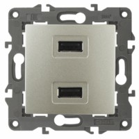 14-4110-04 ЭРА Устройство зарядное USB, 230В/5В-2100мА, IP20, Эра Elegance, шампань