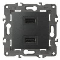 14-4110-05 ЭРА Устройство зарядное USB, 230В/5В-2100мА, IP20, Эра Elegance, антрацит