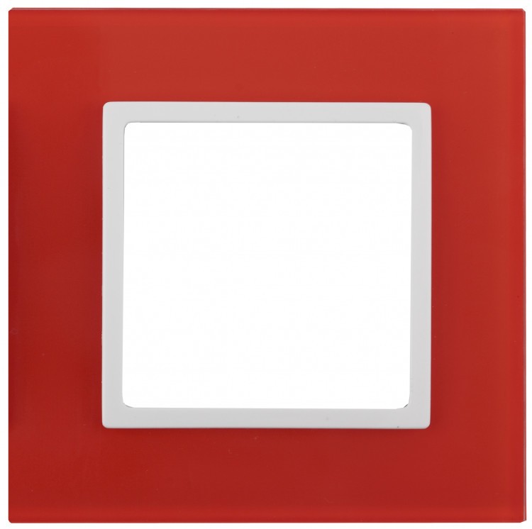 14-5101-23 ЭРА Рамка на 1 пост, стекло, Эра Elegance, красный+бел
