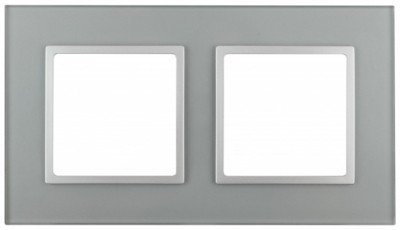 14-5102-03 ЭРА Рамка на 2 поста, стекло, Эра Elegance, алюминий+алюм