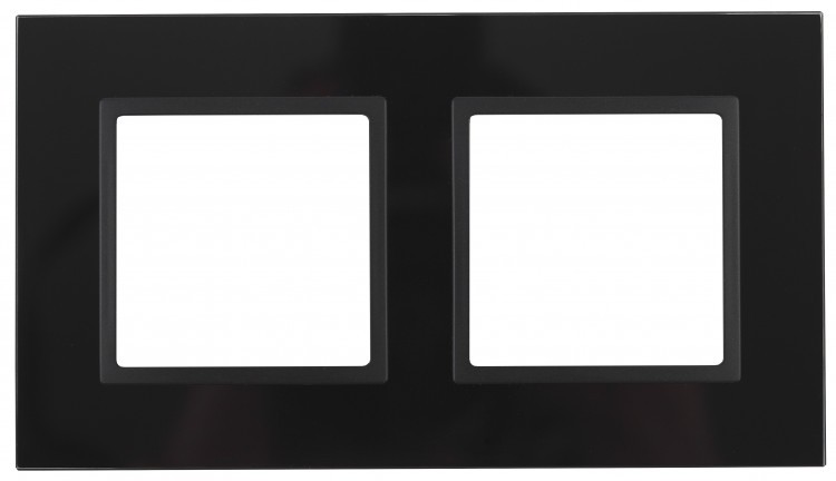 14-5102-05 ЭРА Рамка на 2 поста, стекло, Эра Elegance, чёрный+антр