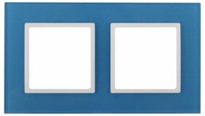 14-5102-28 ЭРА Рамка на 2 поста, стекло, Эра Elegance, голубой+бел