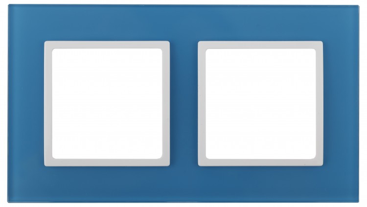 14-5102-28 ЭРА Рамка на 2 поста, стекло, Эра Elegance, голубой+бел